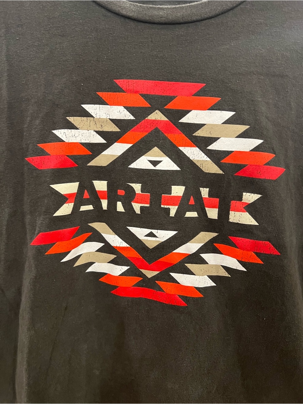 Ariat Black Relaxed Fit Women's Tee with Red & Cream Aztec Accent